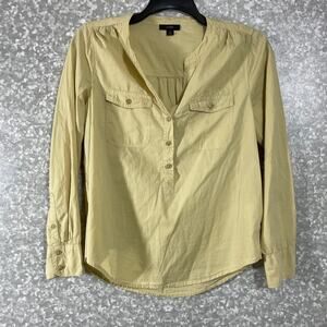 J Crew Reimagined Long Sleeve Lightweight Henley Top - Size Small - Yellow/Green